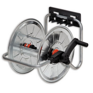Wall-mounted hose reel 50m 1/2", stationary and portable, galvanized