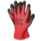 Work gloves with latex coating, red/black
