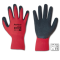 Work gloves with latex coating, red/black
