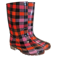 Ladies rubber boots pvc check pattern