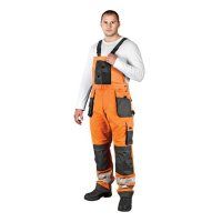 Work dungarees with reflectors orange, neon yellow