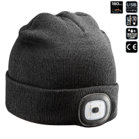 Winter hat with 4 led flashlight - rechargeable
