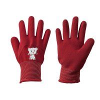 Kids work gloves with latex coating red