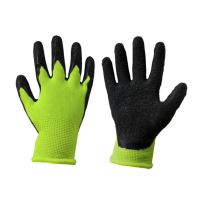 Kids work gloves with latex coating neon yellow/black