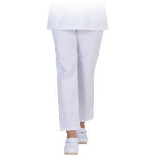 arbeitshose für damen in weiß mit bundfalten und zwei vordertaschen