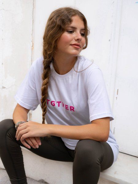 TGTHER T-SHIRT LADYS WEISS PINK mit Brustzugang S