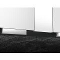 SPRINZ Modern-Line, przygotowany do adaptacji i ściemniania światła białego, 3-drzwiowy, 900 mm, korpus zewnętrzny szkło białe, korpus wewnętrzny aluminium połysk, ściana tylna szkło białe