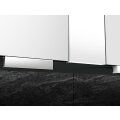 SPRINZ Classical-Line, przygotowany do adaptacji i ściemniania światła białego, 4-drzwiowy, 1400 mm, korpus z zewnątrz i wewnątrz aluminiowy matowy, ściana tylna szklana biała, montaż natynkowy