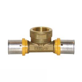 Gas Pressfitting T-Stück für Verbundrohr 20mm x 1/2" x 20mm Innengewinde