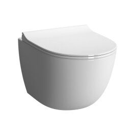 Wand-Tiefspül-WC spülrandlos, inkl. Slim WC-Sitz mit Absenkautomatik, weiß