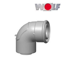 Kolanko inspekcyjne Wolf DN80/125 87Gr białe, wtykane, f. przewód powietrzny/spalinowy